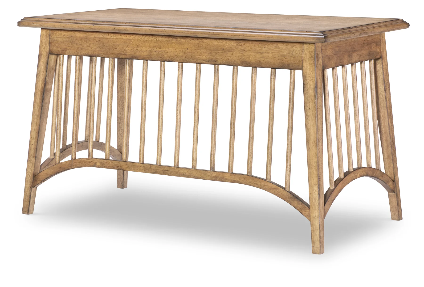 Rear view of the desk with spindle frame and curved stretchers